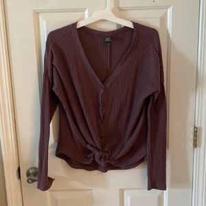 Purple waffle knit top